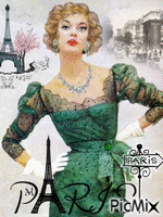 Lady in Green/Vintage Gif Animado