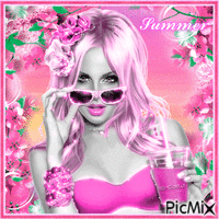 Summer Woman-Pink - GIF animé gratuit