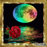 moon and rose - Безплатен анимиран GIF