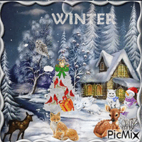 winter with animals animasyonlu GIF