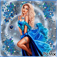 Femme en Bleu... 🤍💙💜 - Free animated GIF