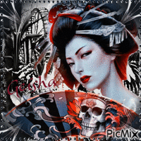 Geisha in dunklen gotischen Tönen