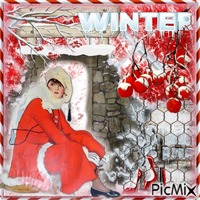 Winter rot weiß Art Deco - Nemokamas animacinis gif
