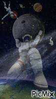 Lloviendo astronautas анимиран GIF
