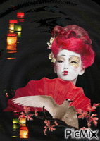 Geisha animovaný GIF