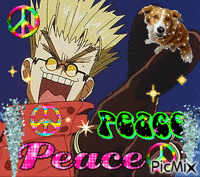 peace and love vash the stampede GIF animasi