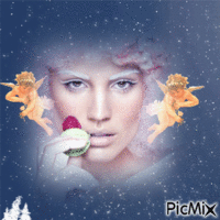 reine de neige avec ange - GIF animado gratis