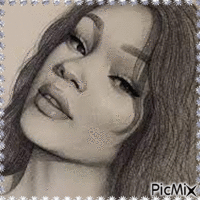 Portrait de femme dessiné au crayon - Gratis animerad GIF