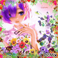 Manga with flowers animoitu GIF
