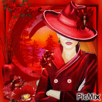 Portrait d'une femme en rouge