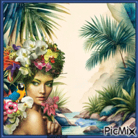 Tropical summer woman - Бесплатный анимированный гифка
