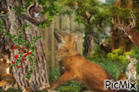 le renard et les ecureuils animovaný GIF