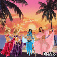 belly dancers on the beach animuotas GIF