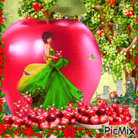 Lady & Apples анимированный гифка
