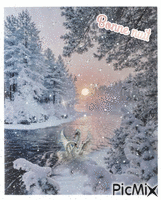 Bonne nuit hiver - GIF animé gratuit