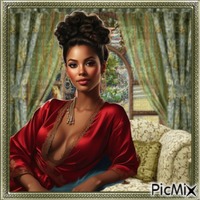 Portrait d'une femme brune avec un chignon. - png gratis