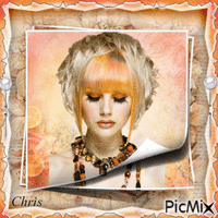 La jeune femme au cheveux orange анимированный гифка