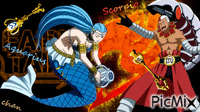 Celestial spirits Aquarius and Scorpio- Fairy Tail animált GIF