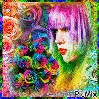 rainbow roses - GIF animé gratuit