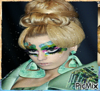 Portrait Woman Colors Carnaval Deco Glitter Fashion Glamour Makeup animovaný GIF