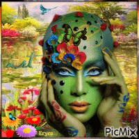 Art - Portrait multicolor - Gratis animeret GIF