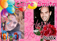 Happy Birthday Claire Smith xox - Free animated GIF