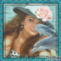 Dolphin & mermaid анимиран GIF