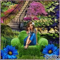 A WOMAN IN  BEAUTIFUL SCENERY Animiertes GIF
