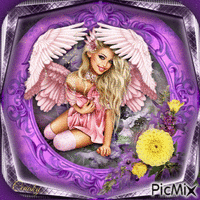 Portrait d'ange - Tons violets - Darmowy animowany GIF
