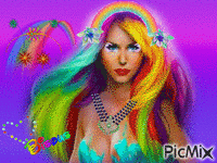Femme multicolore - GIF animado gratis