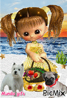 niña en la playa - GIF animasi gratis