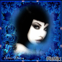 Gothic Woman-Blue Background