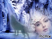 loup femme et la neige - Free PNG
