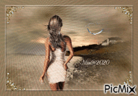 Min@  kvinna hav landskap анимирани ГИФ