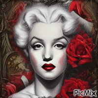 Concours : Marilyn Monroe steampunk avec des roses GIF animé
