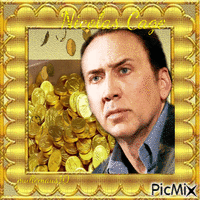 Nicolas Cage mit Goldmünzen - Animovaný GIF zadarmo