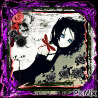 grunge black roses animuotas GIF