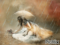 lady in the rain - Безплатен анимиран GIF