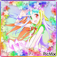 Pastel Rainbow Manga Girl - Gratis geanimeerde GIF