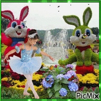 La petite ballerine dans le jardin - GIF animado gratis