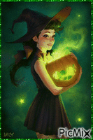 la sorciere d'halloween - Gratis animerad GIF