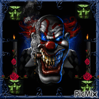 scary clown !!!! - Gratis animerad GIF