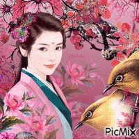 Asian girl animovaný GIF