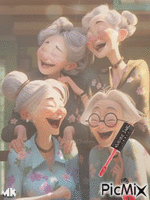 Amigas de la abuela, prueban un labial animoitu GIF