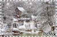 cascades sous la neige - GIF animé gratuit