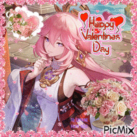 Happy Valentine’s Day Yae Miko - Free animated GIF
