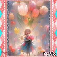 girl with tulips - GIF animé gratuit