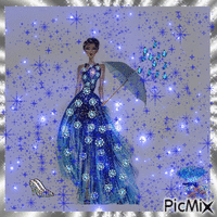 le femme in blue - Free animated GIF