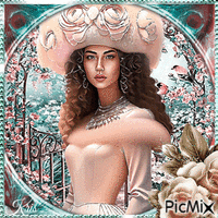 Portrait de femme avec un chapeau - Free animated GIF
