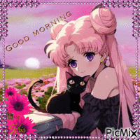 Bonjour, Manga et chats - GIF animé gratuit